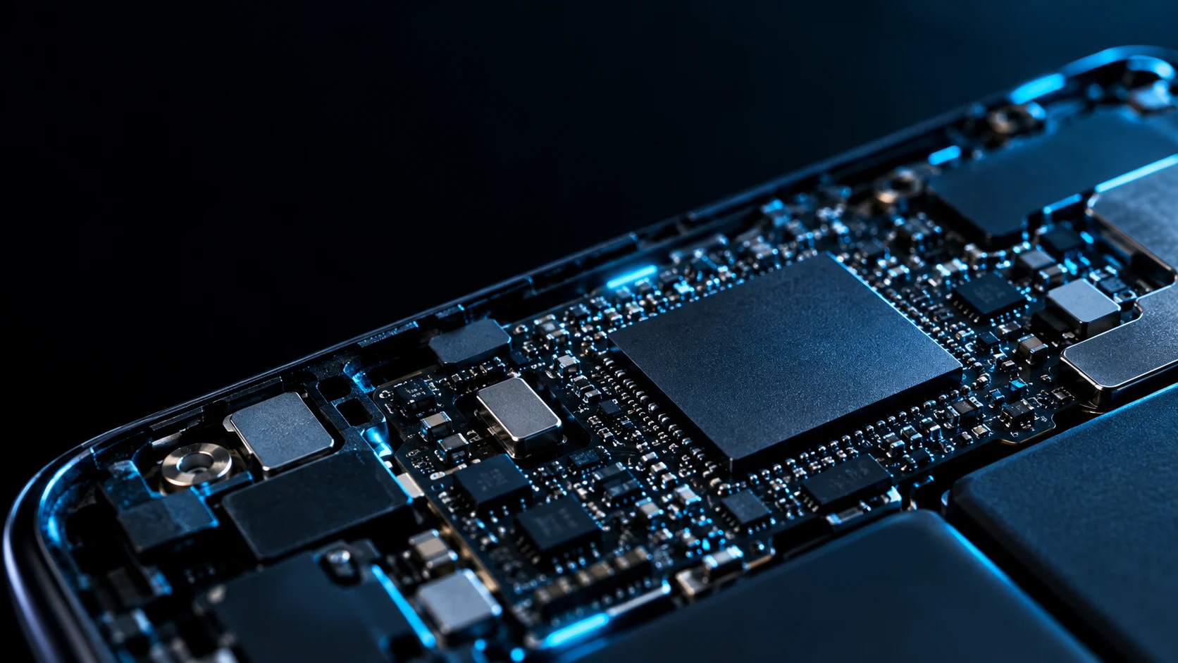 A detailed view of electronic components inside a phone